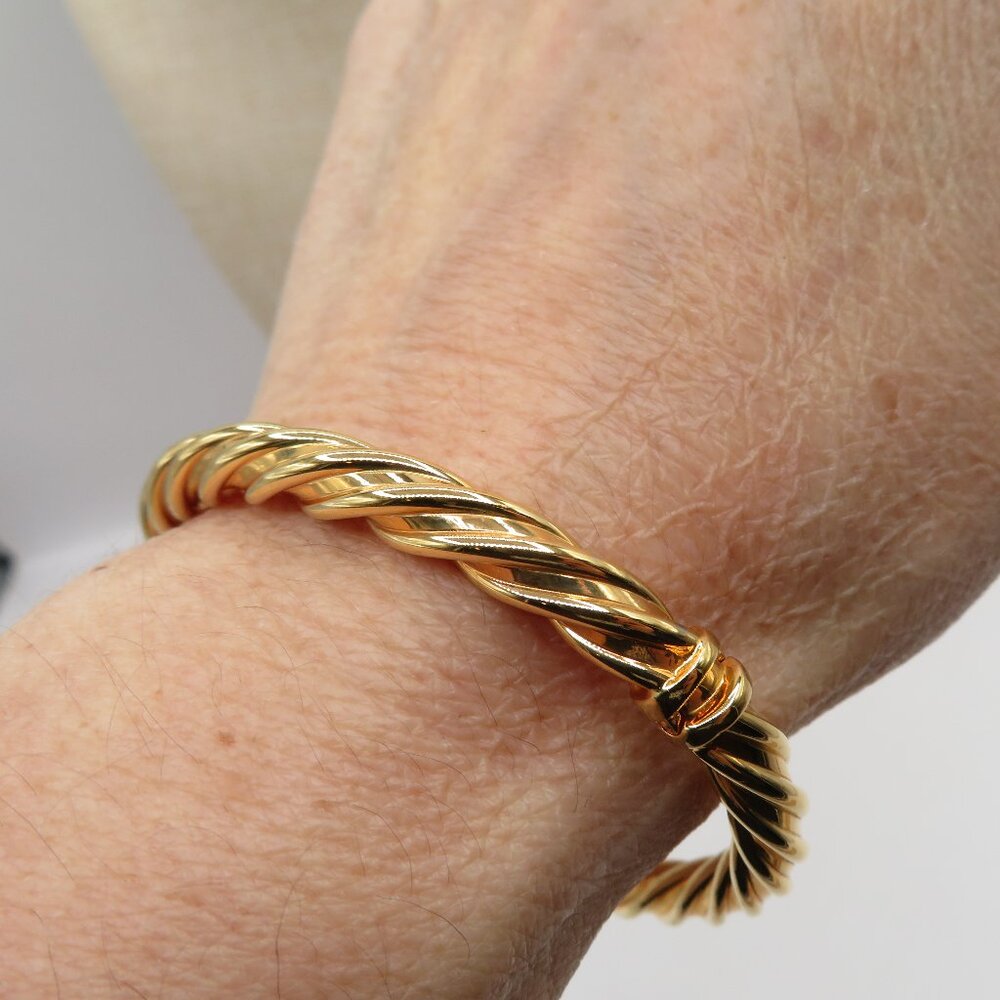 Milor Twisted Rope Bypass Bracelet in Gold Tone